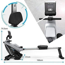 Load image into Gallery viewer, Bluefin Fitness BLADE Home Gym Foldable Rowing Machine | Magnetic Resistance Rower | 8 x Tension Levels | Smooth Belt Drive | LCD Digital Fitness Console | Smartphone App | Black &amp; Grey Silver - The Home Fitness Corp
