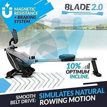 Load image into Gallery viewer, Bluefin Fitness BLADE Home Gym Foldable Rowing Machine | Magnetic Resistance Rower | 8 x Tension Levels | Smooth Belt Drive | LCD Digital Fitness Console | Smartphone App | Black &amp; Grey Silver - The Home Fitness Corp
