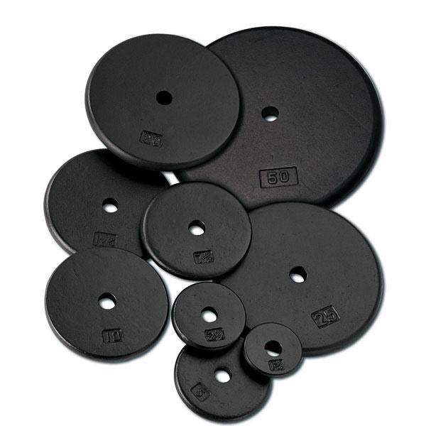 Cast Iron Standard Plates 1.25lb., 2.5lb., 5lb., 7.5lb., 10lb., 12.5lb., 20lb., 25lb. and 50lb. - The Home Fitness Corp