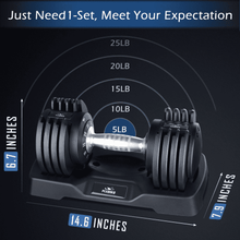 Load image into Gallery viewer, FLYBIRD Adjustable Dumbbell 25LBS (1 Piece) - The Home Fitness Corp