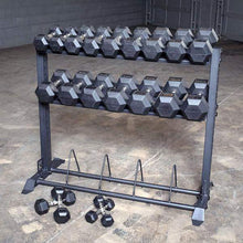 Load image into Gallery viewer, RUGGED 5-50 lb. Rubber Dumbbell Package with Y420 Combo Rack 20 Weight Set - The Home Fitness Corp
