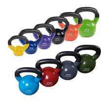 Load image into Gallery viewer, Vinyl Dipped Kettlebell Sets Color Coded Weight Sets 5-50 Pounds - The Home Fitness Corp