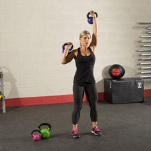 Load image into Gallery viewer, Vinyl Dipped Kettlebells Color Coded Individual Weights 5-50 Pounds - The Home Fitness Corp
