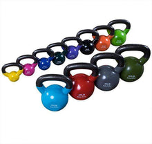 Load image into Gallery viewer, Vinyl Dipped Kettlebells Color Coded Individual Weights 5-50 Pounds - The Home Fitness Corp
