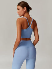 Load image into Gallery viewer, AGYMNX Workout Sets for Women 2 Piece High Waisted Seamless Butt Lifting Leggings Gym Yoga Outfit Stretchy Sports Bra Sets Sky Blue
