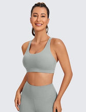 Load image into Gallery viewer, CRZ YOGA Women&#39;s Strappy Sports Bras Fitness Workout Padded Yoga Criss Cross Back Cami Sterling
