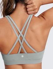 Load image into Gallery viewer, CRZ YOGA Women&#39;s Strappy Sports Bras Fitness Workout Padded Yoga Criss Cross Back Cami Sterling

