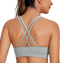 Load image into Gallery viewer, CRZ YOGA Women&#39;s Strappy Sports Bras Fitness Workout Padded Yoga Criss Cross Back Cami Sterling
