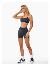 Load image into Gallery viewer, ABOCIW Women Seamless 2 Piece Workout Sets Cross Back Strappy Sports Bra V Back Scrunch Butt Lifting High Waist Booty Shorts Outfits Dark Green
