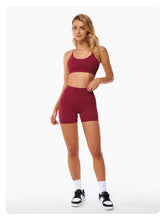 Load image into Gallery viewer, ABOCIW Cross Back Sports Bras for Women Seamless Seamless V Back Scrunch Butt Lifting High Waist Biker Shorts 2 Piece Workout Sets for Women Yoga Gym Outfits Red
