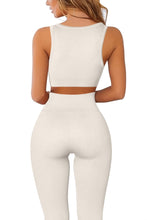 Load image into Gallery viewer, QINSEN Yoga Outfit for Women Seamless 2 Piece Workout Tank Tops High Waist Leggings Sets 02 Beige
