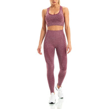 Load image into Gallery viewer, WodoWei Women 2 Piece Workout Outfits Sports Bra Seamless Leggings Yoga Gym Activewear Set (YO611-red Wine)
