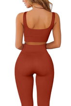 Load image into Gallery viewer, QINSEN Seamless Sport Bras for Women Yoga Pants Bodycon 2 Piece Outfits Workout Running Shirts Brick Red
