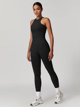 Load image into Gallery viewer, OMEWEE Gym clothes for woman set Racer-back Tank Top and Tummy Control Leggings Yoga sets for women 2 piece Black
