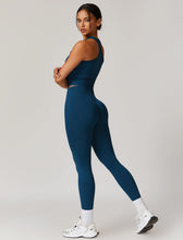 Load image into Gallery viewer, OMEWEE Gym clothes for woman set Racer-back Tank Top and Tummy Control Leggings Yoga sets for women 2 piece Blue
