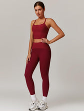 Load image into Gallery viewer, AGYMNX Workout Sets for Women 2 Piece High Waisted Seamless Butt Lifting Leggings Gym Yoga Outfit Stretchy Sports Bra Sets Sky Red

