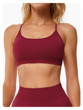 Load image into Gallery viewer, ABOCIW Cross Back Sports Bras for Women Seamless Seamless V Back Scrunch Butt Lifting High Waist Biker Shorts 2 Piece Workout Sets for Women Yoga Gym Outfits Red
