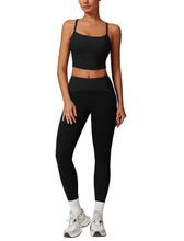 Load image into Gallery viewer, AGYMNX Workout Sets for Women 2 Piece High Waisted Seamless Butt Lifting Leggings Gym Yoga Outfit Stretchy Sports Bra Sets Black
