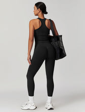 Load image into Gallery viewer, OMEWEE Gym clothes for woman set Racer-back Tank Top and Tummy Control Leggings Yoga sets for women 2 piece Black
