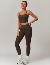 Load image into Gallery viewer, AGYMNX Workout Sets for Women 2 Piece High Waisted Seamless Butt Lifting Leggings Gym Yoga Outfit Stretchy Sports Bra Sets Coffee
