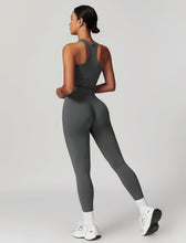 Load image into Gallery viewer, OMEWEE Gym clothes for woman set Racer-back Tank Top and Tummy Control Leggings Yoga sets for women 2 piece Grey
