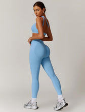 Load image into Gallery viewer, ABOCIW Workout Sets for Women 2 Piece Seamless High Waist Scrunch Butt Lifting Gym Leggings Cutout One Shoulder Sports Bra Yoga Outfits Blue
