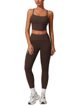 Load image into Gallery viewer, AGYMNX Workout Sets for Women 2 Piece High Waisted Seamless Butt Lifting Leggings Gym Yoga Outfit Stretchy Sports Bra Sets Coffee
