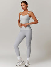 Load image into Gallery viewer, AGYMNX Workout Sets for Women 2 Piece High Waisted Seamless Butt Lifting Leggings Gym Yoga Outfit Stretchy Sports Bra Sets White Gray
