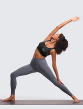 Load image into Gallery viewer, CRZ YOGA Butterluxe Womens U Back Sports Bra - Scoop Neck Padded Low Impact Yoga Clothes Workout Crop Top with Built in Pads Grey Tie Dye Flowers
