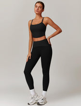 Load image into Gallery viewer, AGYMNX Workout Sets for Women 2 Piece High Waisted Seamless Butt Lifting Leggings Gym Yoga Outfit Stretchy Sports Bra Sets Black
