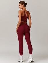 Load image into Gallery viewer, AGYMNX Workout Sets for Women 2 Piece High Waisted Seamless Butt Lifting Leggings Gym Yoga Outfit Stretchy Sports Bra Sets Sky Red
