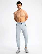 Load image into Gallery viewer, Pudolla Men&#39;s Lightweight Jogger Pants Workout Running Tapered Joggers for Men with Zipper Pockets for Athletic Travel Casual(Light Grey)

