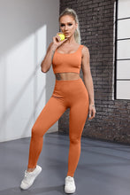 Load image into Gallery viewer, QINSEN Seamless Workout Set Cropped Tank Tops for Women 2 Piece Yoga Outfits GMY Active Leggings Light Orange

