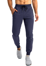 Load image into Gallery viewer, Pudolla Men&#39;s Lightweight Jogger Pants Workout Running Tapered Joggers for Men with Zipper Pockets for Athletic Travel Casual(Navy Blue)

