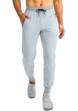 Load image into Gallery viewer, Pudolla Men&#39;s Lightweight Jogger Pants Workout Running Tapered Joggers for Men with Zipper Pockets for Athletic Travel Casual(Light Grey)
