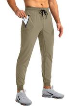Load image into Gallery viewer, Pudolla Men&#39;s Lightweight Jogger Pants Workout Running Tapered Joggers for Men with Zipper Pockets for Athletic Travel Casual(Dasty Khaki)
