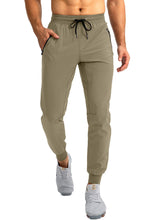 Load image into Gallery viewer, Pudolla Men&#39;s Lightweight Jogger Pants Workout Running Tapered Joggers for Men with Zipper Pockets for Athletic Travel Casual(Dasty Khaki)
