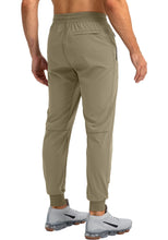 Load image into Gallery viewer, Pudolla Men&#39;s Lightweight Jogger Pants Workout Running Tapered Joggers for Men with Zipper Pockets for Athletic Travel Casual(Dasty Khaki)
