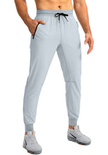 Load image into Gallery viewer, Pudolla Men&#39;s Lightweight Jogger Pants Workout Running Tapered Joggers for Men with Zipper Pockets for Athletic Travel Casual(Light Grey)
