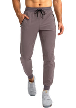 Load image into Gallery viewer, Pudolla Men&#39;s Lightweight Jogger Pants Workout Running Tapered Joggers for Men with Zipper Pockets for Athletic Travel Casual(Purple Grey)
