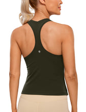 Load image into Gallery viewer, CRZ YOGA Butterluxe Racerback Workout Tank Tops for Women Sleeveless Camisole Gym Athletic Yoga Shirts Olive Green
