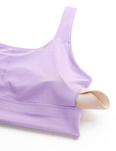 Load image into Gallery viewer, CRZ YOGA Butterluxe Womens U Back Sports Bra - Scoop Neck Padded Low Impact Yoga Clothes Workout Crop Top with Built in Pads Elfin Purple
