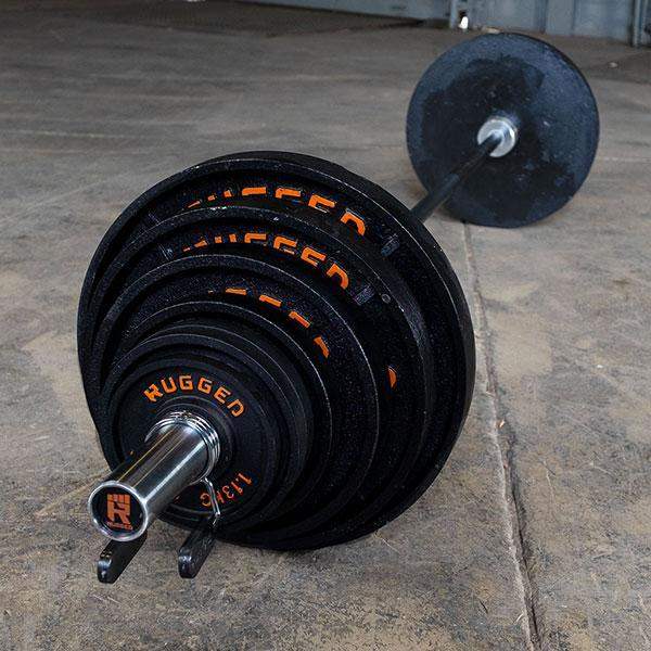 300 lb. Rugged Deep Dish Olympic Plate Set with Bar - The Home Fitness Corp