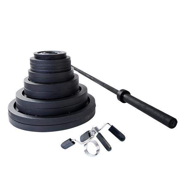 300lb. Cast Iron Olympic Weight Set with 7' Olympic bar and collars - The Home Fitness Corp