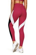 Load image into Gallery viewer, QUEENIEKE Women Yoga Pants Color Blocking Mesh Workout Running Leggings Tights Size XS Color Red
