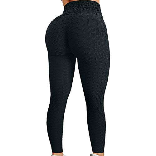 Colorful Womens Yoga Pants High Waist Workout Leggings Running Pants A1-black S