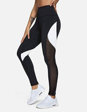Load image into Gallery viewer, QUEENIEKE Women Yoga Pants Color Blocking Mesh Workout Running Leggings Tights Size XS Color Black

