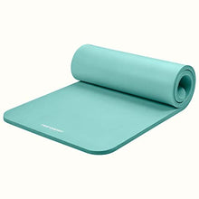 Load image into Gallery viewer, Retrospec Solana Yoga Mat 1&quot; Thick w/Nylon Strap for Men &amp; Women - Non Slip Exercise Mat for Home Yoga, Pilates, Stretching, Floor &amp; Fitness Workouts - Blue Lagoon
