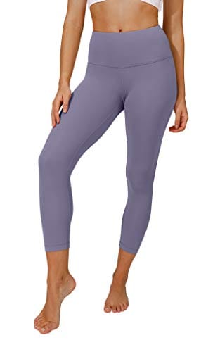 Yogalicious High Waist Ultra Soft Lightweight Capris - High Rise Yoga Pants - Alpine Iris Nude Tech