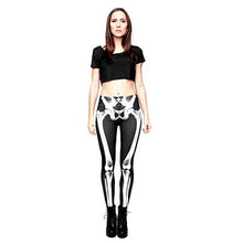 Load image into Gallery viewer, Kanora Black Skull Seamless Workout Leggings - Women’s 3D Printed Yoga Leggings, Tummy Control Running Pants (Black Skull, One Size)
